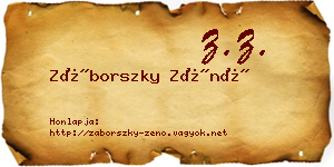 Záborszky Zénó névjegykártya